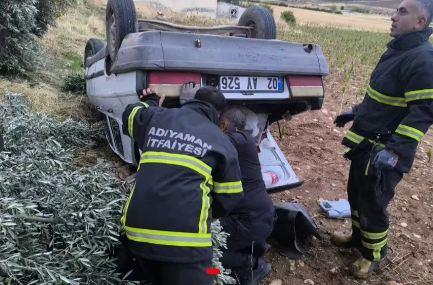 Adıyaman’da Feci Kaza! Takla Atan Otomobil Şarampole Devrildi